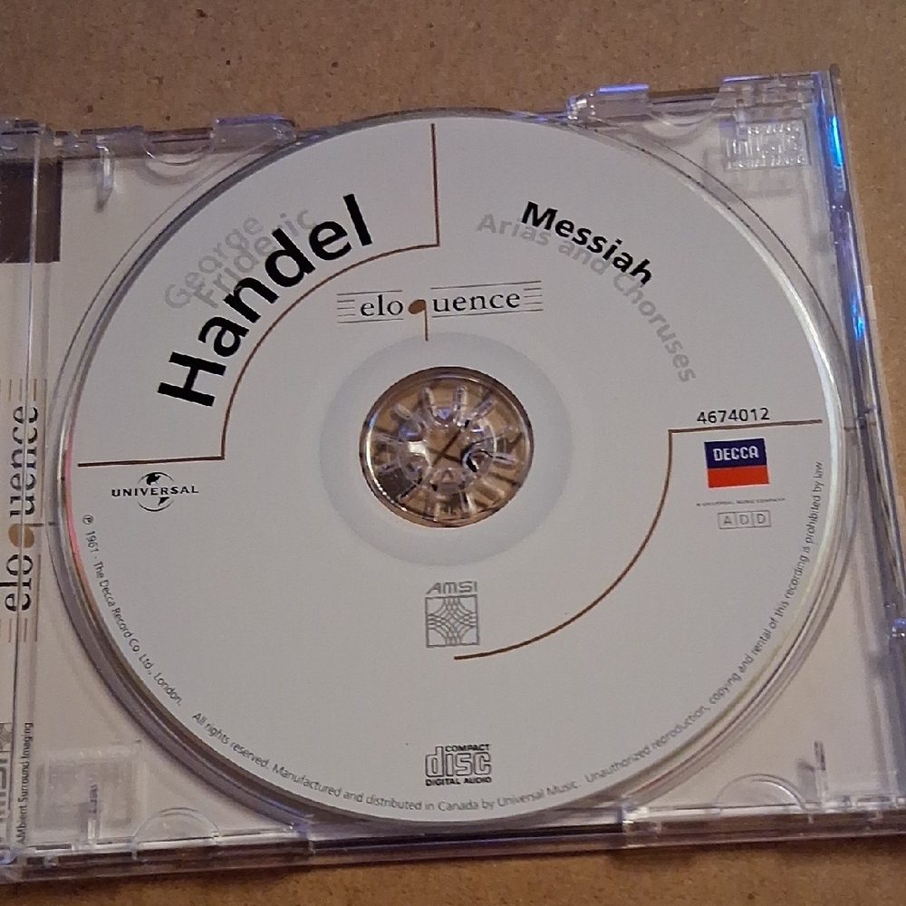GF Handel Messiah CD by Decca